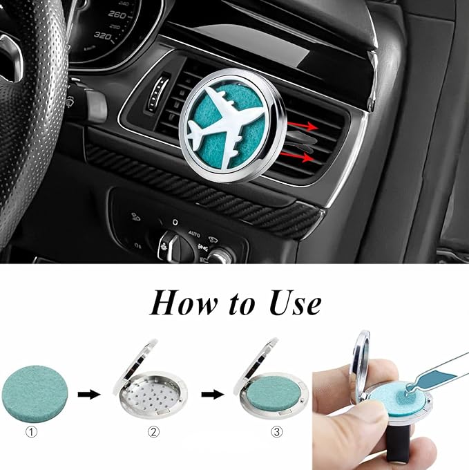Plane Car Diffuser Vent Clip Essential Oil Aromatherapy Car Diffuser Vent Clips Air Freshener Car Accessories for Women with 10 Refill Pads