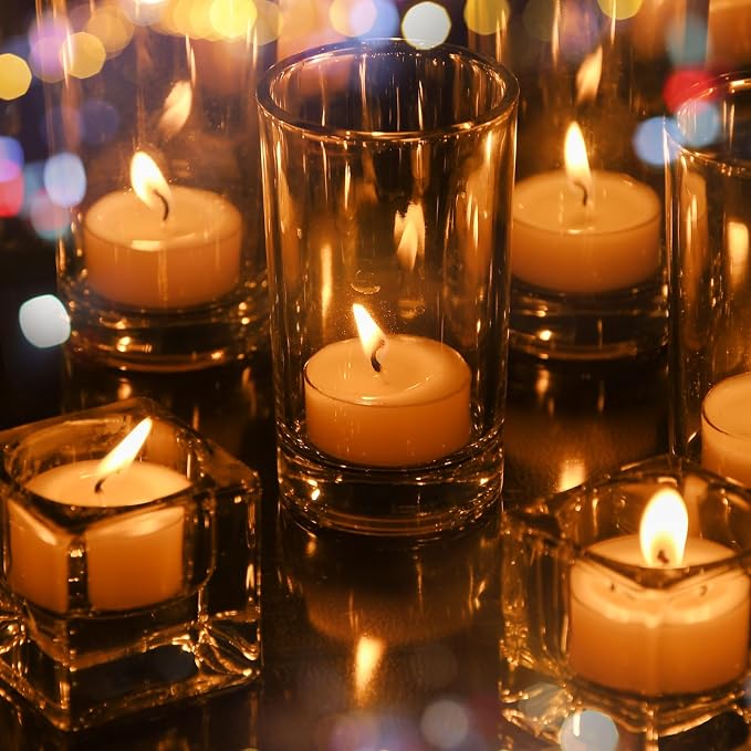 TELOSMA 12pcs Natural White Beeswax Tealight Candles - Organic Candle Natural Scent Smokeless Clean Burning