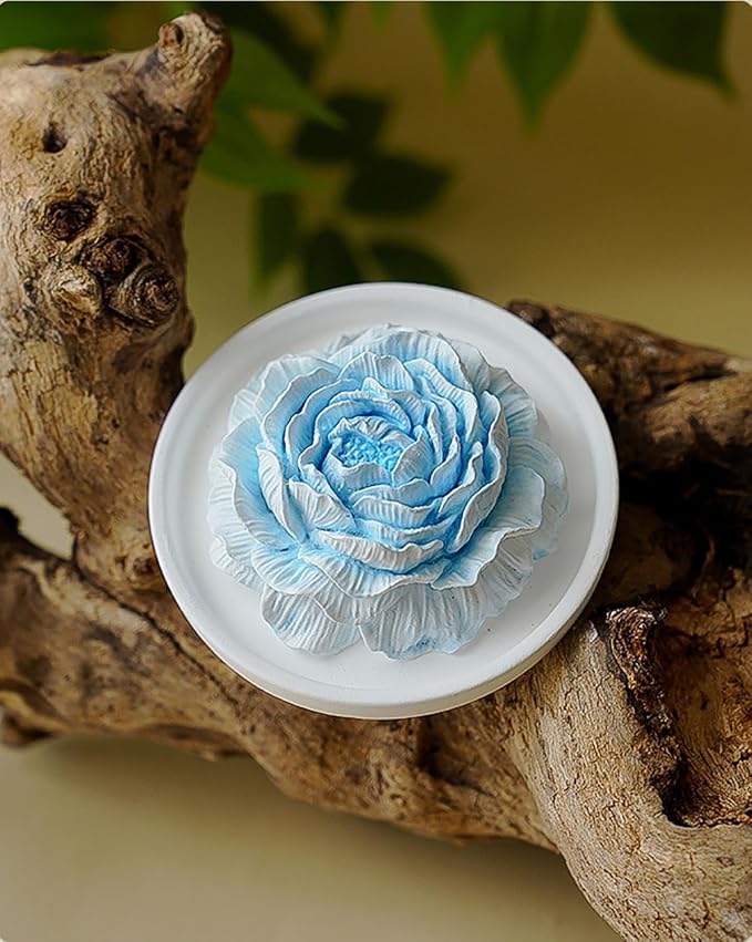 Essential Oil Passive Flower Diffuser with Fragrance -Non-Electric Peony Flower Porcelain Aromatherapy Diffusers for Small Room, Desk Decorative, Bathroom (Blue, Bluebell Scent)