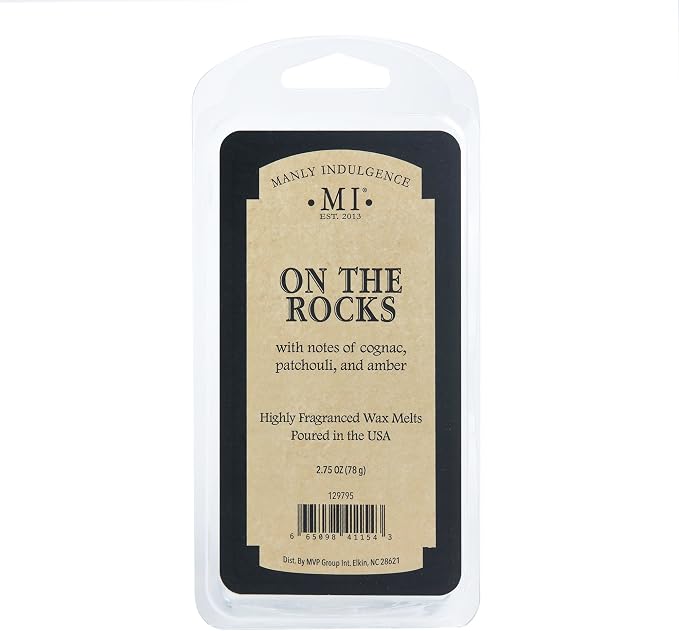 Manly Indulgence On The Rocks Scented Wax Melts, Wax Melt Warmer Cubes, Long Lasting Scented Wax Warmer Cubes, 4 Pack, 6 Cubes Each - Made in The USA