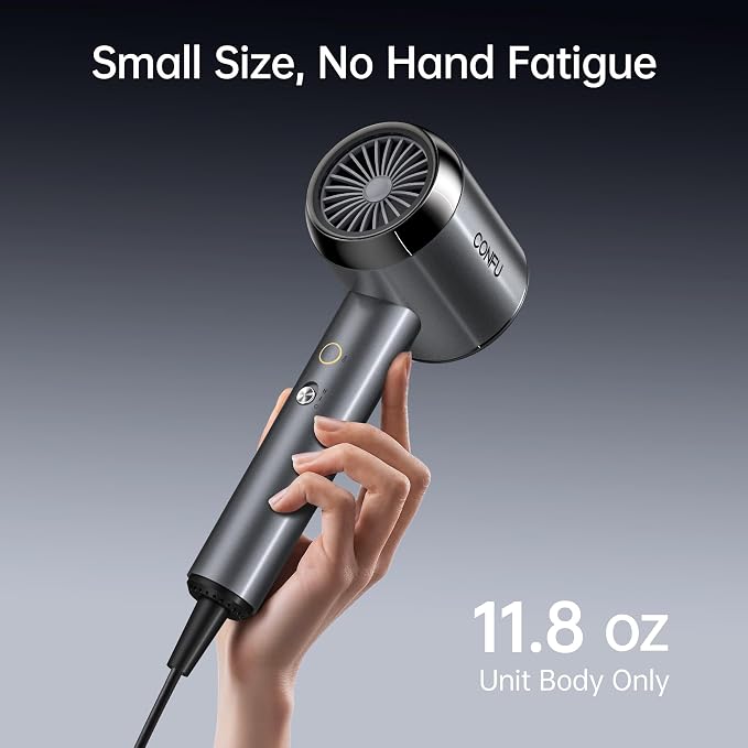 CONFU Diffuser Hair Blow Dryer - Plasma Ionic Professional 1600 Watt Hairdryer Fast Drying for Curly Hair Anti Frizz - Lightweight Portable Ion Blower Dryer for Women & Men
