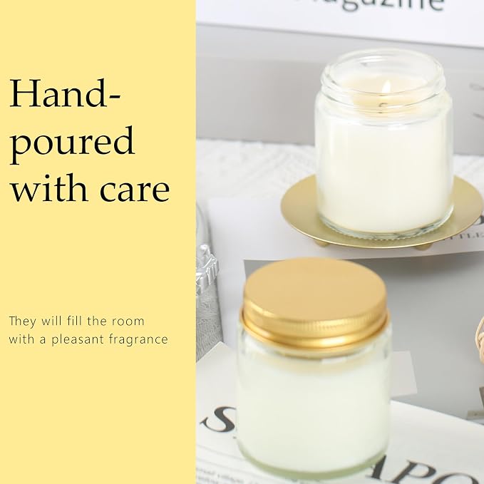 36 Pcs 4 Oz Mason Jar Candles, Lavender Scented Soy Candles Bulk Set for Stress Relief and Relaxation, Great Favors for Wedding, Christmas, Housewarming Gifts (Gold, Lavender, 36)