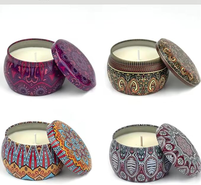 Scented Candle Gift Set with 8% Essential Oils | 4 Pack Aromatherapy Candles for Stress Relief and Relaxation