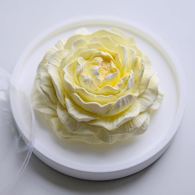 Essential Oil Passive Flower Diffuser -Non-Electric Peony Flower Porcelain Aromatherapy Diffusers for Small Mini Room, Desk Decorative, Bathroom (Yellow, Peony)