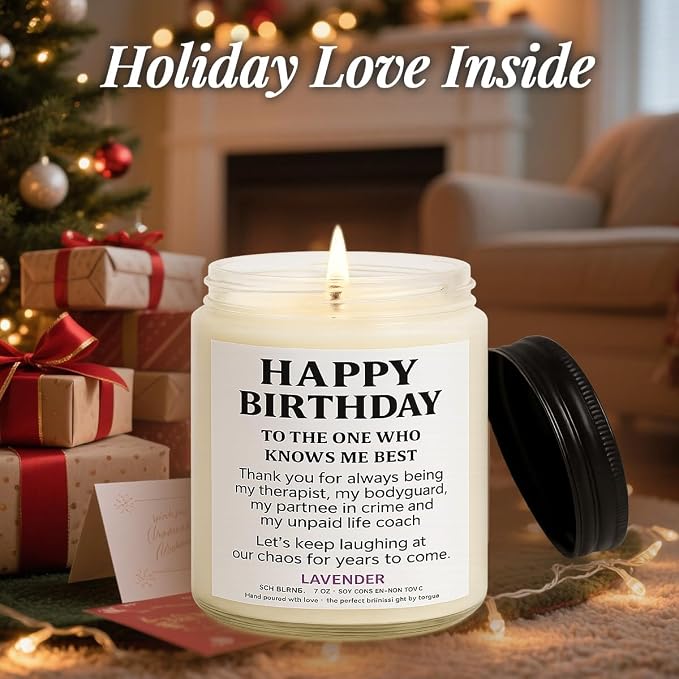 Birthday Gifts for Women – Funny Lavender Candle, Best Friend Birthday Gifts for Women Unique, Thoughtful Gift for BFF, Soul Sister, Coworker, or Classmate, White