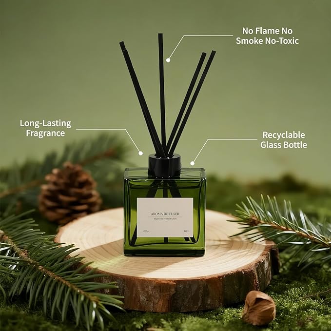 Reed Diffuser Set, 4 fl oz Vanilla Cream 2 Pack Scent Diffuser with 20 Sticks, 180 Days Long Lasting Elegant Home Fragrance for Bathroom Bedroom Office Decor Air Fresh