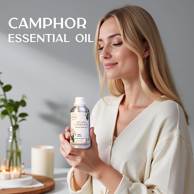My ACE Camphor Essential Oil 16 Fl Oz - 100% Pure & Natural - Premium Grade for Aromatherapy, Diffuser, Skin, Hair, Massage, Candle & Soap Making, Home - Glass Bottle with Dropper - Long Lasting Scent
