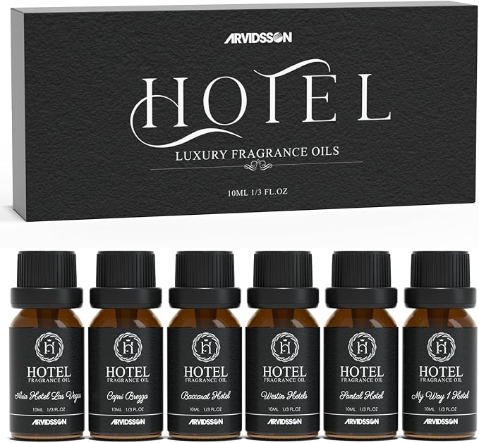 ARVIDSSON Hotel Diffuser Oil Gift Set - Inspired by 5 Star Hotel Scents - Luxury Hotel Essential Oils for Diffuser and Crafting, Premium Fragrance Oil Set, 6 x 10 mL, 0.34 fl oz