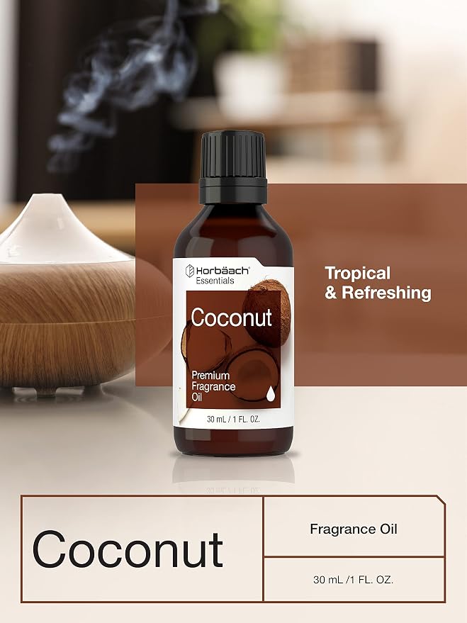 Horbäach Coconut Fragrance Oil | 1 fl oz (30ml) | Premium Grade | for Diffusers, Candle and Soap Making, DIY Projects & More
