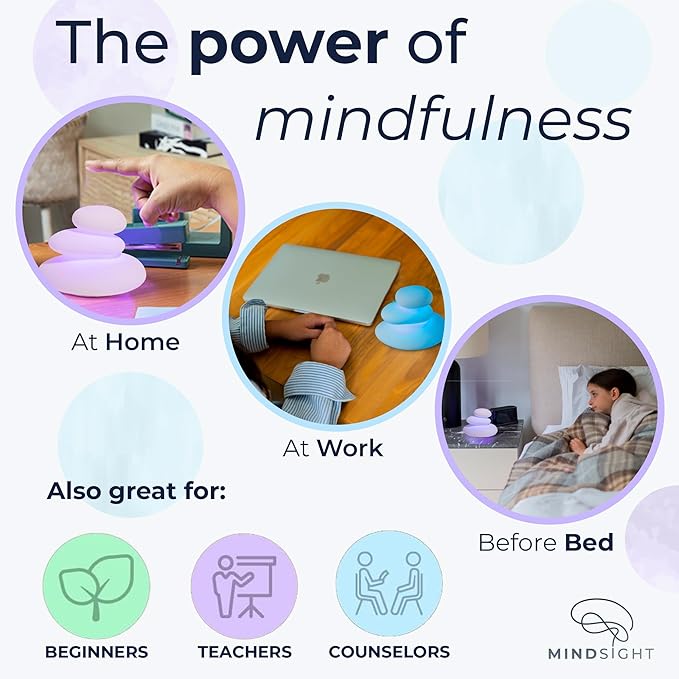 Mindsight 'Breathing Buddha' Guided Visual Meditation | 3 Modes to Slow Your Breathing & Calm Your Mind | Stress & Anxiety Relief | Wellness Gift | Adults, Kids, Classrooms | USB Rechargeable