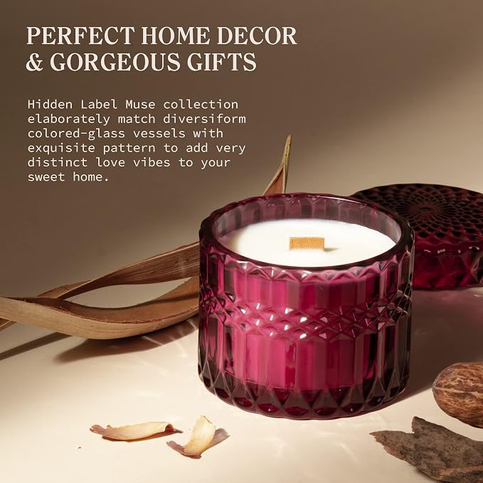 Wild Fig & Cassis Scented Candles, Crackling Fireplace Sound, 7.4oz Natural Soy Candle, 55-Hour Clean Burn,Hostess Gift for Dinner Parties | Kitchen & Home Aromatherapy