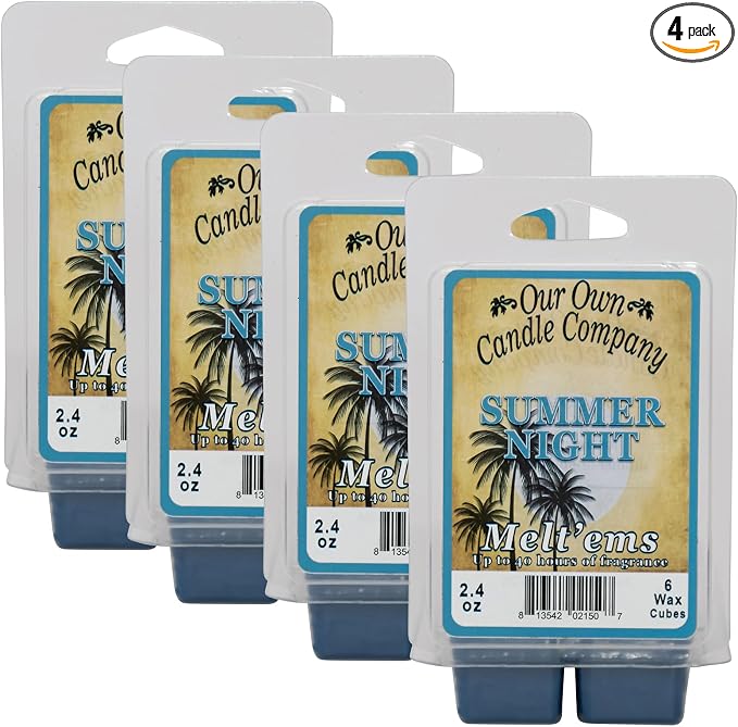 Our Own Candle Company Premium Wax Melt, Summer Night Scent, Handmade in The USA, 24 Cubes (4 Pack, 9.6oz Total)