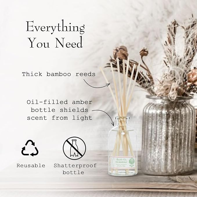 Barr-Co. Fir & Grapefruit Scent Diffuser Kit, Bright Grapefruit & Cooling Balsam Scent, Reed Diffuser for Home, Long Lasting Aroma Diffuser, Refillable, 8 fl oz