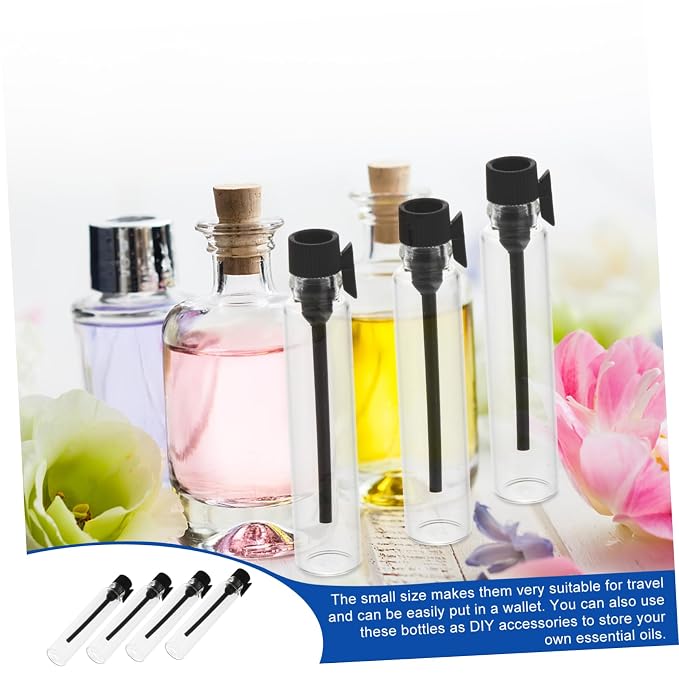 Ipetboom 50pcs Portable Essential Oil Glass Bottles Mini Travel Vials for Aromatherapy Diy Fragrances and Storage Reusable Containers for Home and Travel