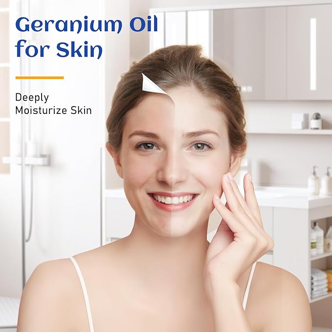 HIQILI 30ML Geranium Essential Oil， for Skin, Diffuser & Candle - 1.01 Fl.Oz