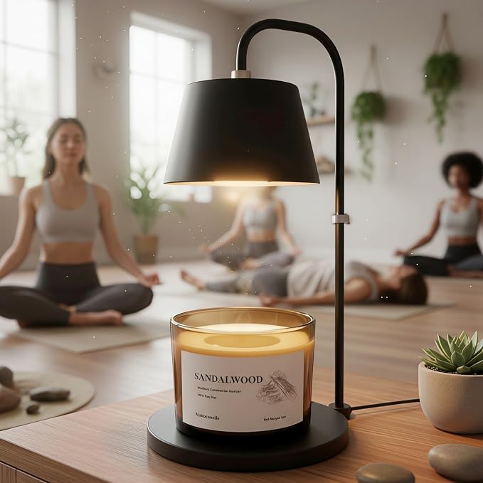 VOHO Sandalwood Wickless Candles for Candle Warmer Lamp, 9oz Soy Candle with Stirring Spoon & Lid, Sandalwood Candles for Men Gifts & Room Fragrance, Wickless Scented Candles for Candle Lamp Warmer