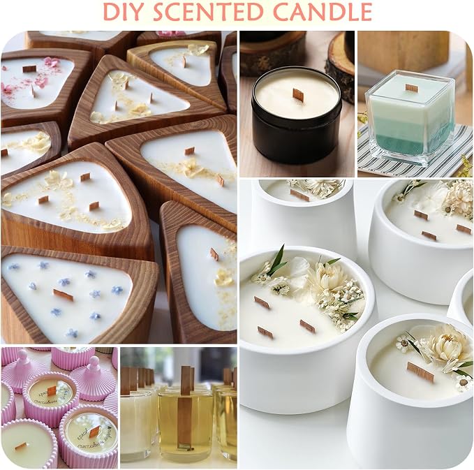 150pcs Wood Wicks for Candles Making,50pcs Wooden Candle Wicks,50pcs Wick Stickers,for Soy Wax, Beeswax, Coconut Wax - DIY Candle Making Supplies for Beginners & Professionals