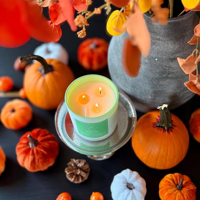 Extra Large Candle – Focus & Concentration | Pear, Sage, and Freesia | Hand Poured Soy Candle | 14.1 oz (400g) 60 Hours Clean | Burn Pure Essential Oils | Mental Clarity & Productivity