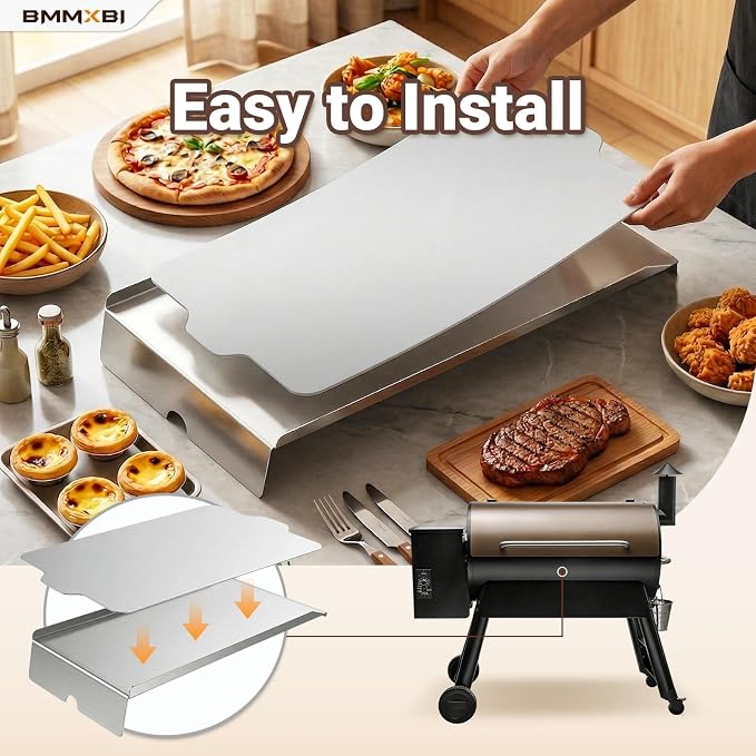 Stainless Steel Drip Pan and 6-Pack Grease Drip Tray Liners Kit for Traeger Pro 34 Series Pellet Grills, BAC410 Drip Tray Liners Drip Pan Replacement for Traeger BAC006, BBQ075, BBQ100, BBQ125