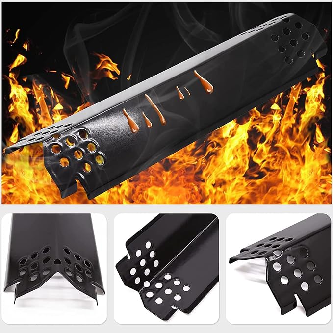 Hiorucet Grill Replacement Parts for Nexgrill 5 Burner 720-0888, 720-0888N, Nexgrill 720-0830H, 720-0864 Models, 5-Pack Porcelain Steel Heat Shields, Burner Tubes and Grill Igniters for Members Mark.