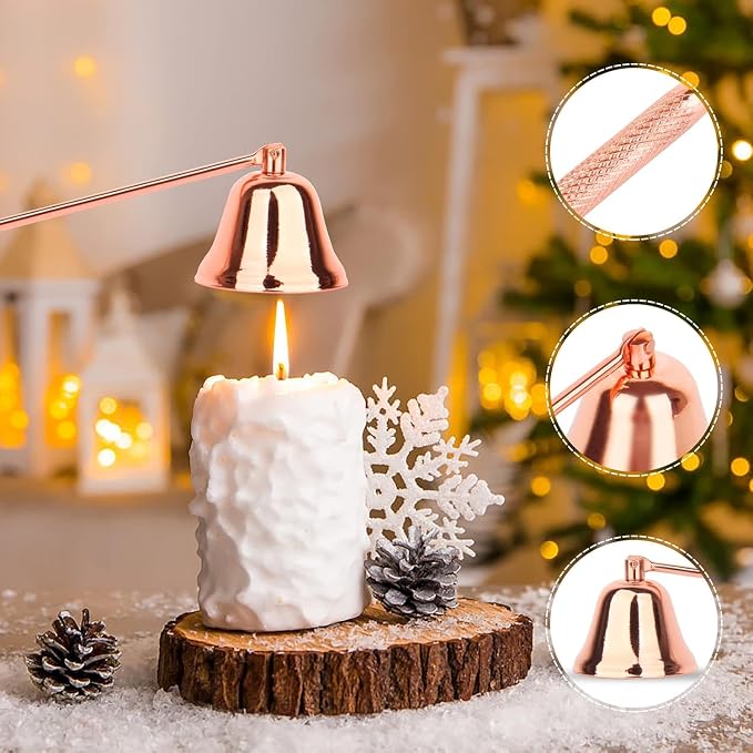 2PCS Candle Snuffer, Extinguish Candle Flame Safely with Long Handle Putting Out Fire, Candle Extinguisher Tool (Rose Gold)