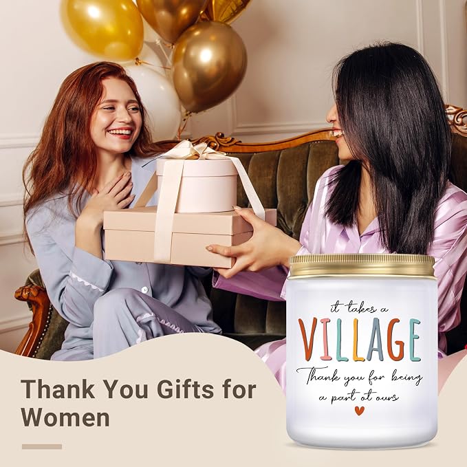 Teacher Gifts for Women - Thank You Gifts for Women Men - Appreciation Gift for Nurse Coworker Employee Daycare Provider Nanny Babysitter - It Takes a Village Scented Candle