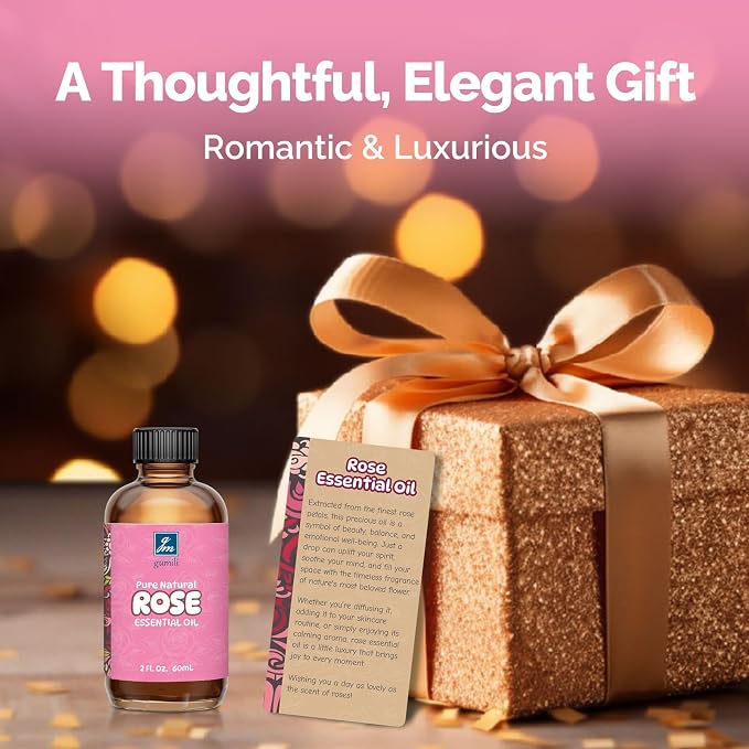 GM Gumili Rose Essential Oil for Face, Hair, Body, Skin, Aromatherapy, Essential Oils Diffuser, DIY Blends - 2 Oz