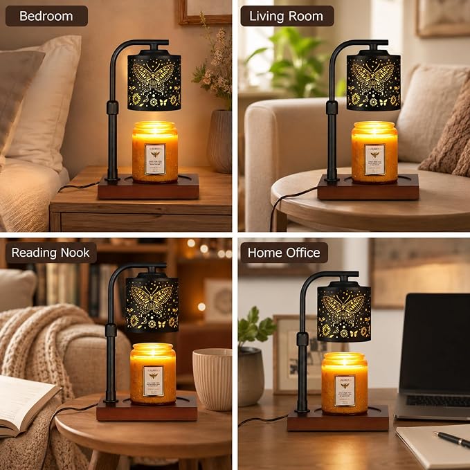 mocosa Candle Warmer Lamp with Adjustable Height Dimmable for New Home Decor Electric Candle Warmer for Jar Candles Birthday Gifts for Women Mom(Butterfly)