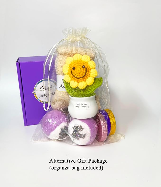Bath Sets for Women Gift Spa Kit - Lavender Bath Bombs Soap Shower Steamer Positive Sunflower for Birthday Mother's Day, Sending Sunshine, Get Well Soon, Uplifting, Relaxing for Girls