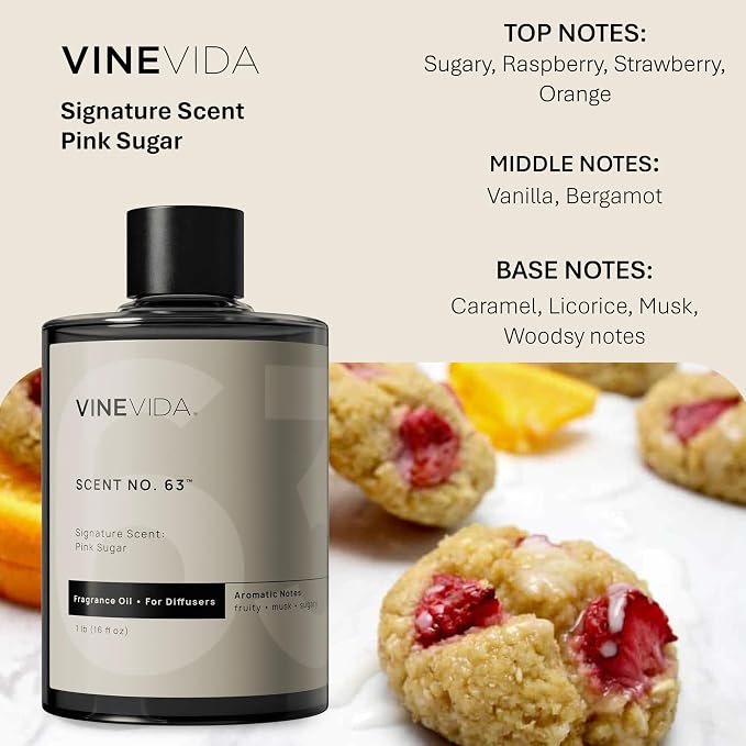 VINEVIDA [16 Fl Oz] Pink Sugar Fragrance Oil for Cold Air Diffusers, Essential Oils for Diffuser Oil Refill & Air Freshener Room Spray
