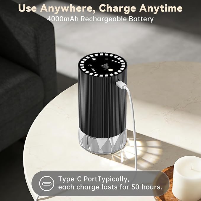 Car Diffuser, Waterless Essential Oil Diffuser, Rechargeable for Home Office, 30-50hrs Long Lasting ﻿