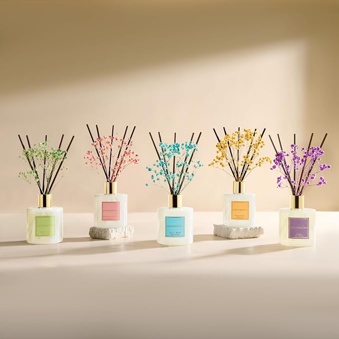 COCORRÍNA Reed Diffuser - Coconut Beach 6.7 fl oz Reed Diffuser with Sticks, Home Bedrrom Bathroom Shelf Decor