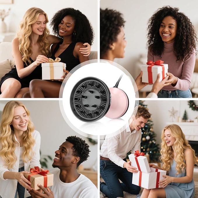 WUFAYHD 2-in-1 Diffuser Hair Dryer for Curly Hair: 1875W Ionic Hair Dryer w/Comb & Diffuser Attachment, Fast Drying, Reduces Frizz, Anti-Heat Handle Blow Dryer with ALCI Plug, Gift for Women Her