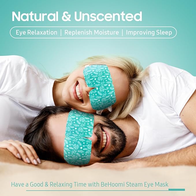 BeHoomi Steam Eye Mask, 10Packs Heated Eye Mask, Self Heating Disposable SPA Warm Compress for Eyes Sleep Mask, Travel Essentials & Relaxation Gifts for Women (Unscented)