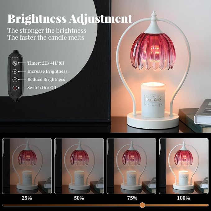 GOODBUY Candle Warmer Lamp with Timer: Dimmable Scented Candle Warmer Aromatherapy Lamp for Home Decor, Ideal Housewarming Birthday Wax Warmer Light Gift, Includes 2 Bulbs