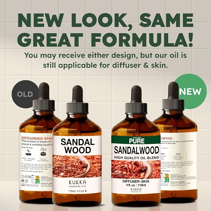 100% Pure Sandalwood Oil - 4 Fl Oz Sandalwood Essential Oil for Hair, Skin, Diffuser, Aromatherapy & DIY Soap Making Scent