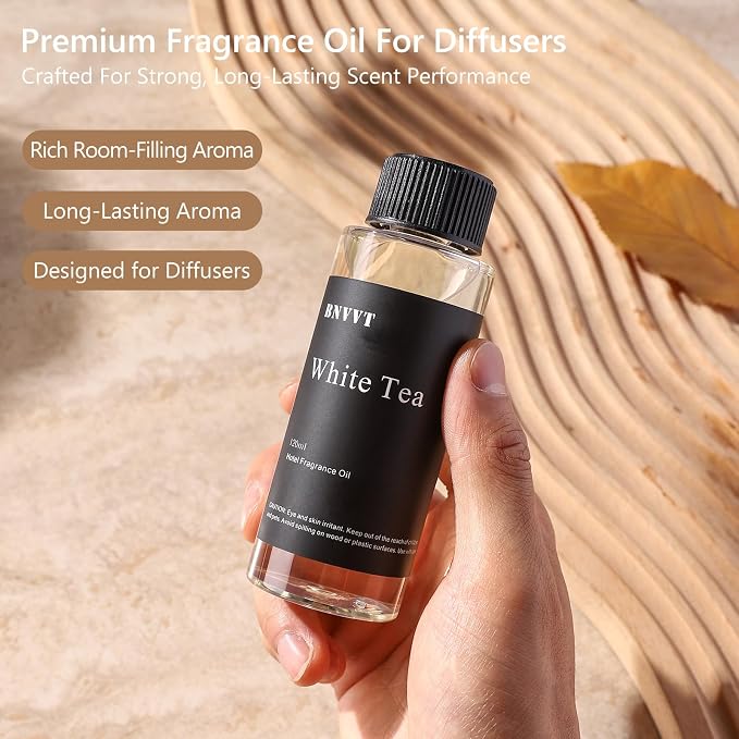 Hotel Diffuser Oil White Tea - The Iconic 5-Star Hotel Coastal Blend - Lemon Bergamot Sea Breeze - 120 mL Premium Fragrance Oil for Ultrasonic and Waterless Diffusers and Crafting
