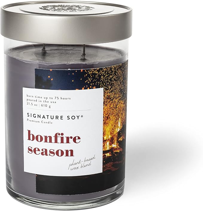 Signature Soy Lidded Bonfire Season Scented Candle, Extra Large Jar
