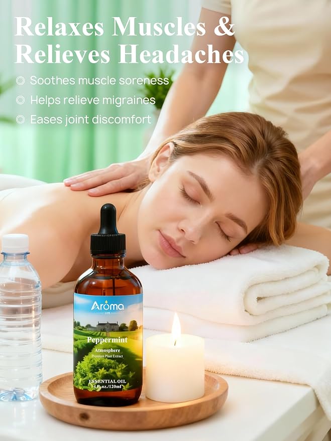 Peppermint Oil with Premium Gift Box - Peppermint Essential Oils for Diffusers - 4 Fl Oz 100% Pure Natural - Gift-Ready Box - Gifts for Women
