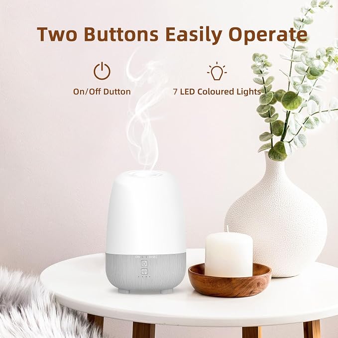 SEEDSEEL 150ML Rechargeable Battery Operated Essential Oil Diffuser, Portable Cordless Aromatherapy Diffuser,7-Hour Runtime with 7 LED Color Changing Lights for Home, Office, Bathroom, Travel