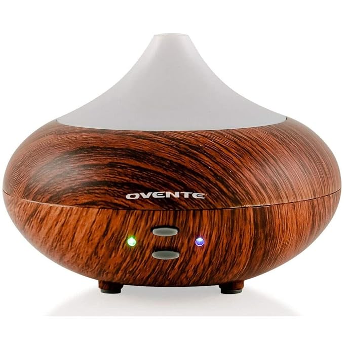 OVENTE Essential Oil Aromatherapy Diffuser 3.38 Oz with Cool Air Humidifier & LED Lights, Ultrasonic Humidifier Tech with Auto Power Off and Low Noise Quiet for Home Office Bedroom, White DF4695DW