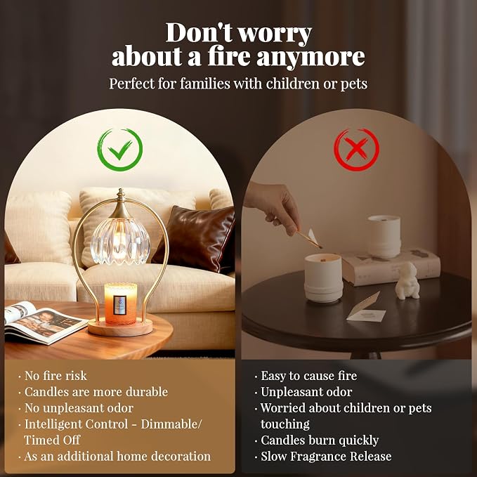 GOODBUY Candle Warmer Lamp with Timer - Dimmer Electric Candle Warmer for Jar Candles - Wax Warmer Unique Birthday Gifts for Women Mom House Warming Gifts New Home Room Decor