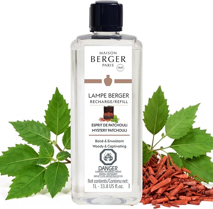 MAISON BERGER Lampe Berger Refill, 1 L, Mystery Patchouli | Catalytic Lamp Fragrance Refill, Helps Neutralize Odors, ~160 h Fragrance Diffusion, Made in France
