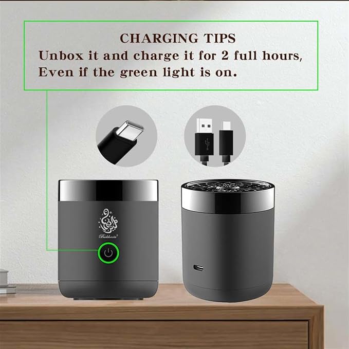 Luxury Electric Bakhoor Burner 2025 Portable USB Type-C Rechargeable Mini Incense Diffuser Arabic bakhoor Muslim Incense Holder for Car and Home,Mb2 Black