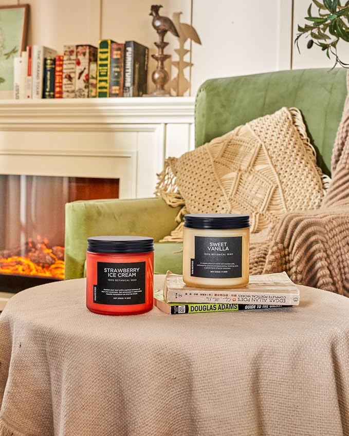 M&SENSE Vanilla Scented Candles for Home, 11.6oz Natural Soy Wax, 70-Hour Long Lasting Burning, Non Toxic Clean Burn, Warm Smelling for Stress Relief Spa, Housewarming Gift for Family Friends