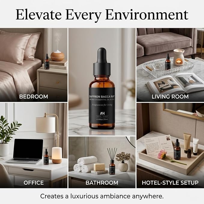 Luxury Hotel Diffuser Oil – Luxury Hotel Scent Diffuser Oil Saffron & Jasmine – Home Luxury Scents – Premium Home Fragrance Oil for Waterless & Reed Diffusers – 20mL Glass Dropper Bottle