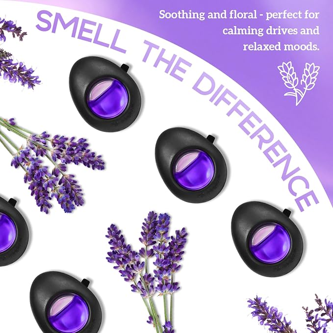 Air Jungles Car Air Freshener Vent Clip 3 Count (Pack of 2), Lavender Scent, 4 ml Each, Long-Lasting Car Odor Eliminator, Easy Clip-On Design, Up to 180 Days Freshness for Cars, Trucks, and SUVs