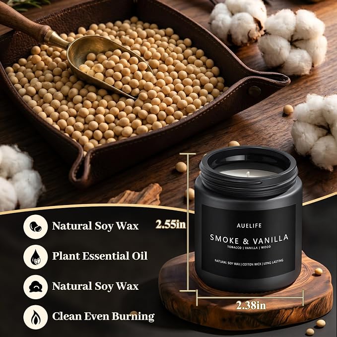 6 Pack Scented Candles for Home, 3.5oz Natural Soy Wax Candles Gift Set,Each 25H Burn, Aromatherapy Candles for Men (Mahogany/Vanilla/Sandalwood/Leather/Cedar/Whiskey)