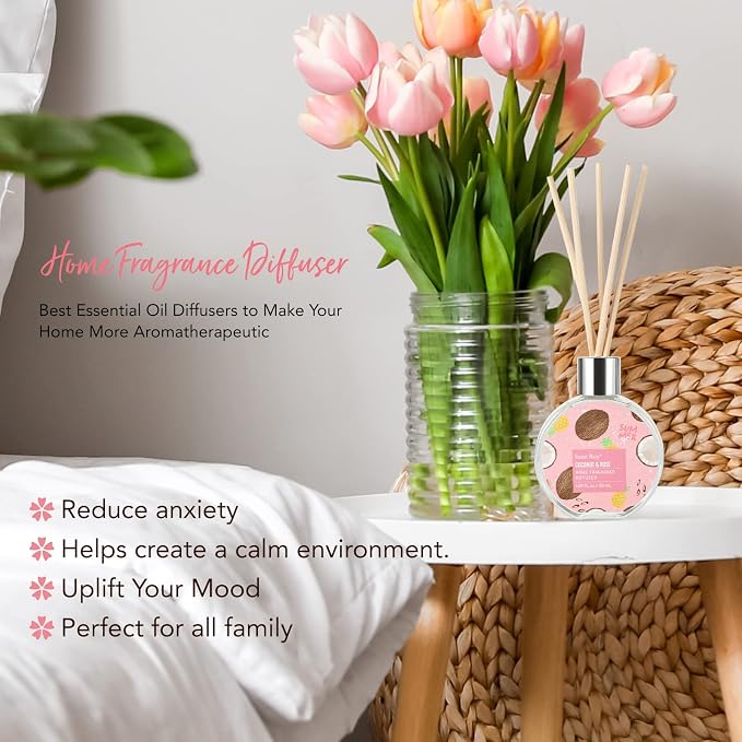 Bath & Body Gift Basket, Self-Care Relaxation Set Vanilla Oat for Women | 16Pcs Pink Gifts Basket for Women Enriched essential oil, Home Spa Body Oil, Diffuser, Shower spa kit Mom Pampering Kit