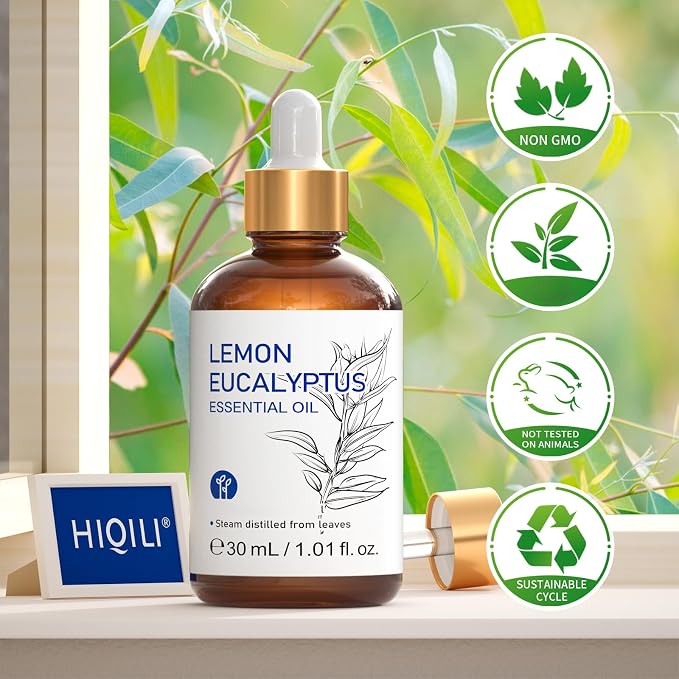 HIQILI Lemon Eucalyptus Oil, for Spray, Diffuser, Indoors, Outdoors, Garden, Yard - 1.01 Fl Oz